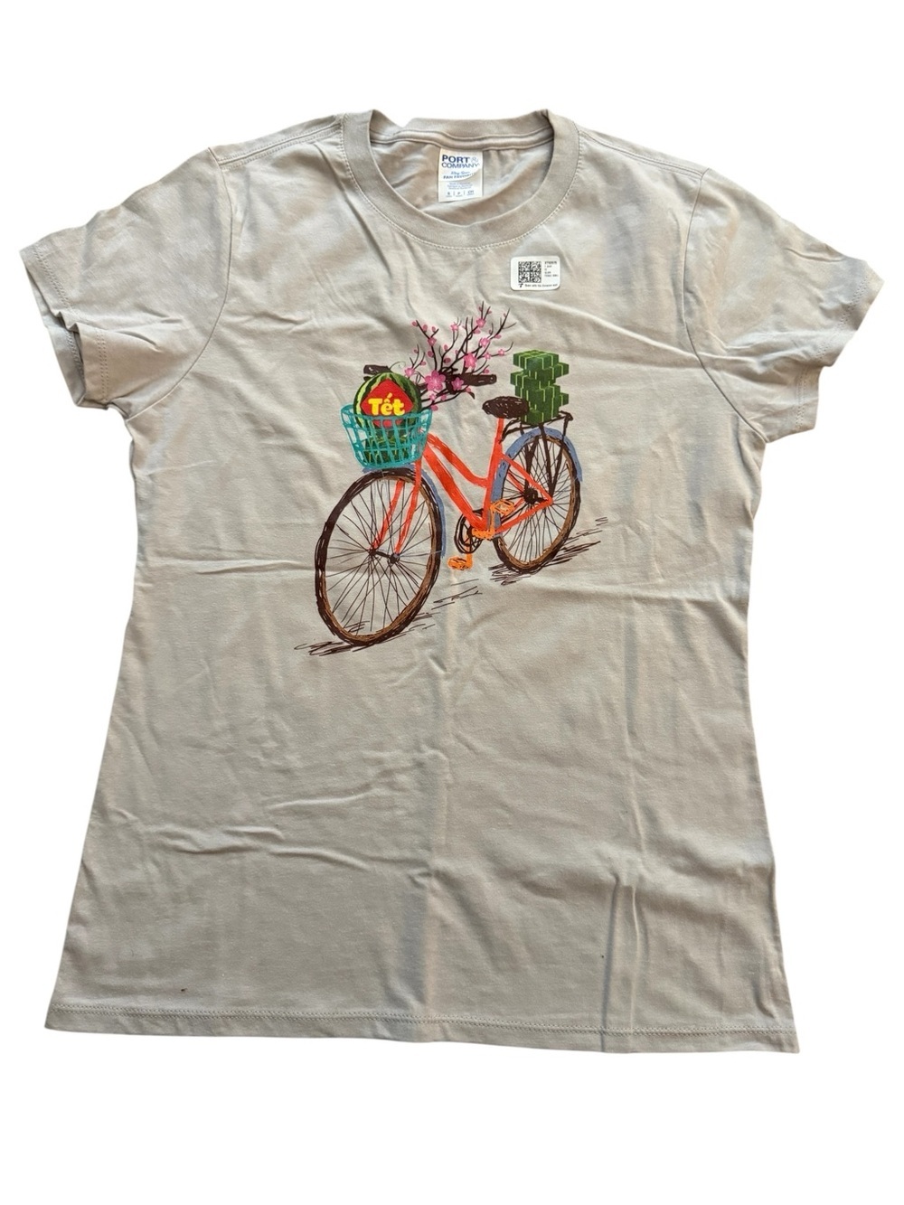 Port & Company Tet Bicycle Graphic Tee Small Cottagecore Art Tee - Picture 2 of 6